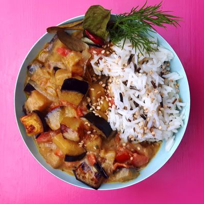 vegan aubergine curry rolling tiger 1